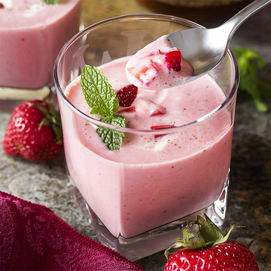 strawberry soup in glass
